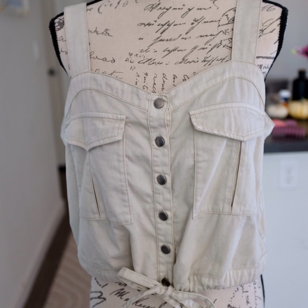 Free People We the Free Palm Desert denim cropped tank top size L